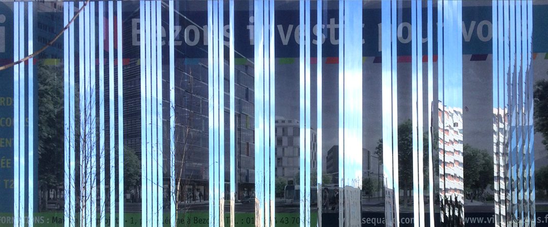 Toile-miroir / installation éphémère // ZAC Bords de Seine, Bezons /// 2014 – 2016